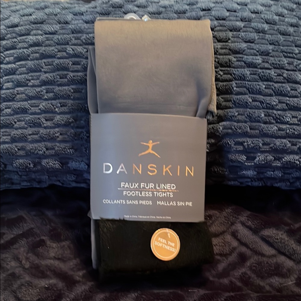 Danskin Faux Fur Lined Footless Tights in Gray